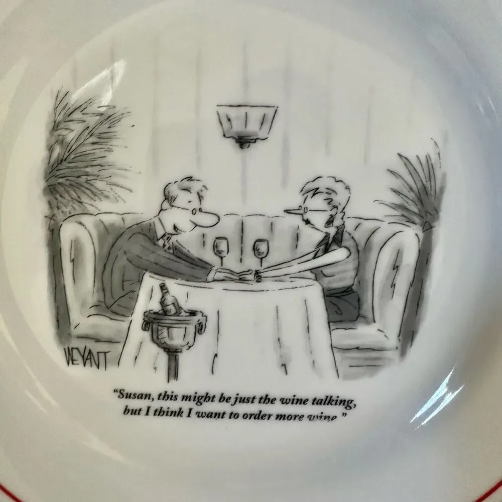 Vintage Restoration Hardware New Yorker Cartoons 8 Dessert Plates